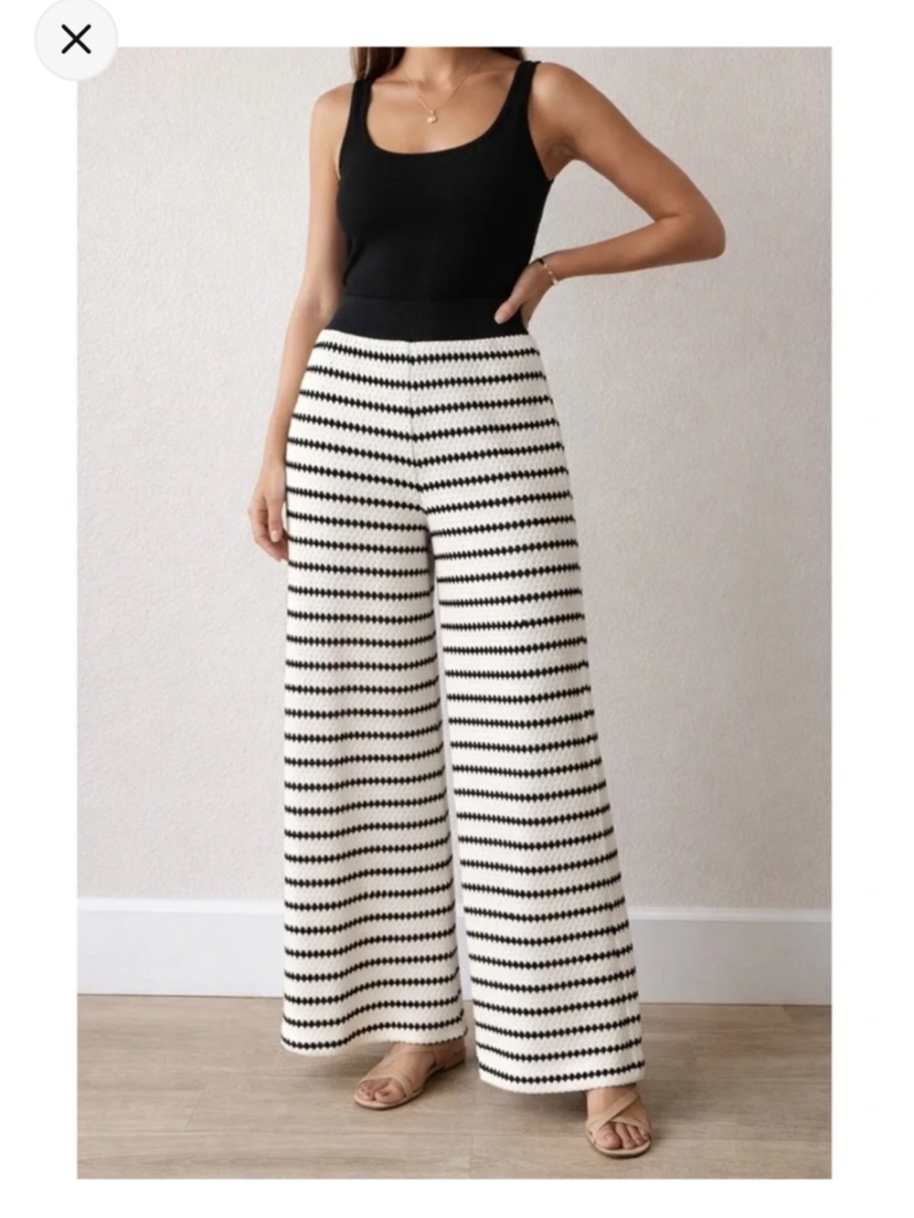 Gema+jane SP NwT Wide-Leg Striped Knit Pants - Black & White